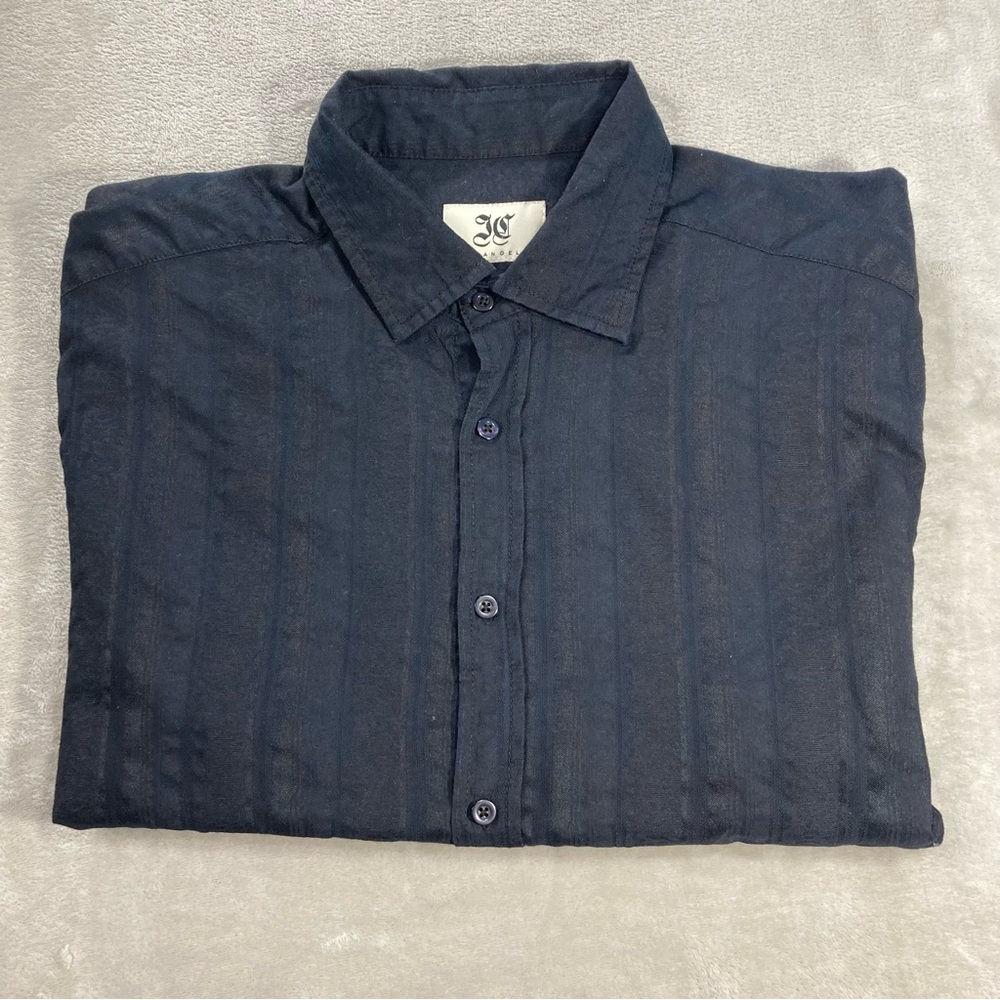 Los Angeles Textured Button Up Shirt Long Sleeve Y2K Goth Sz L